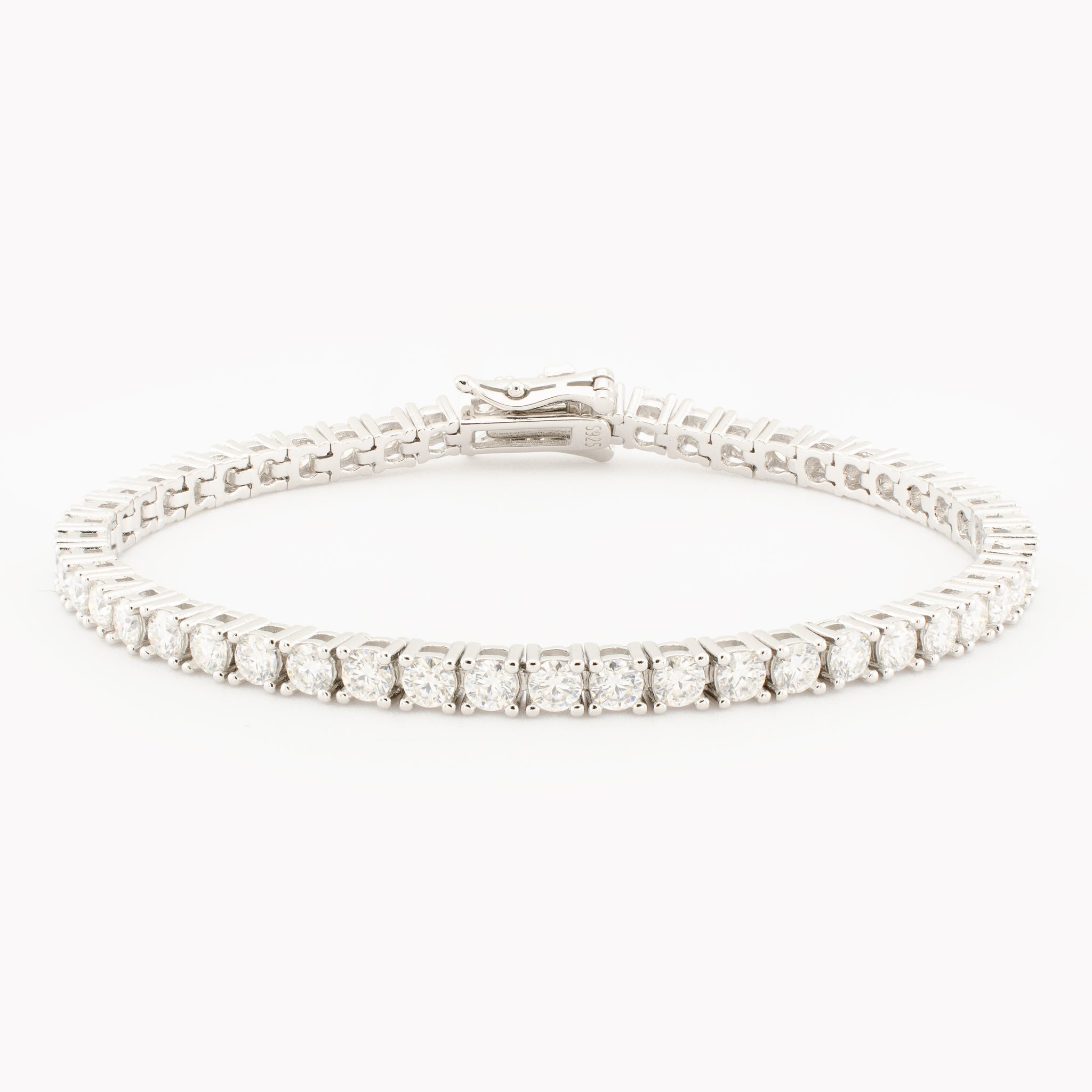 Sterling Silver Moissanite Tennis Bracelet, 3mm