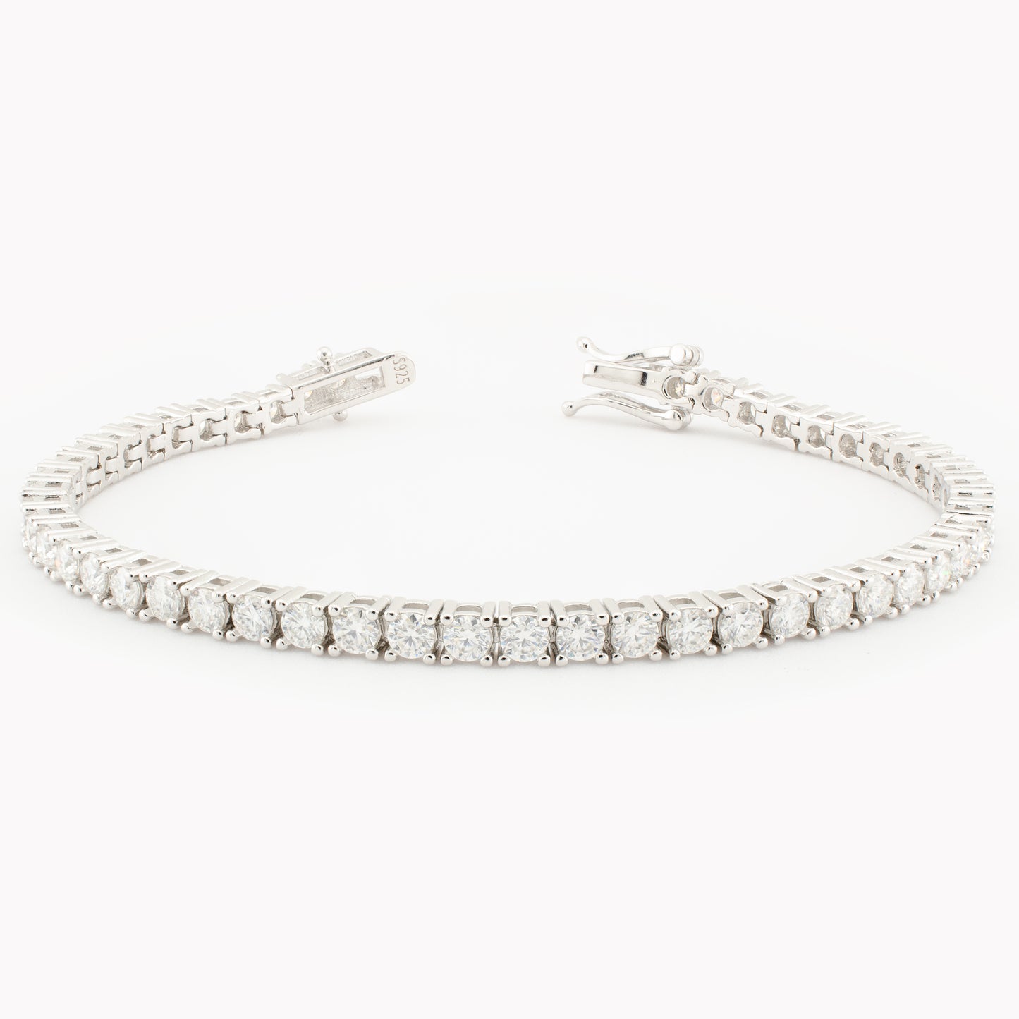 Sterling Silver Moissanite Tennis Bracelet, 3mm