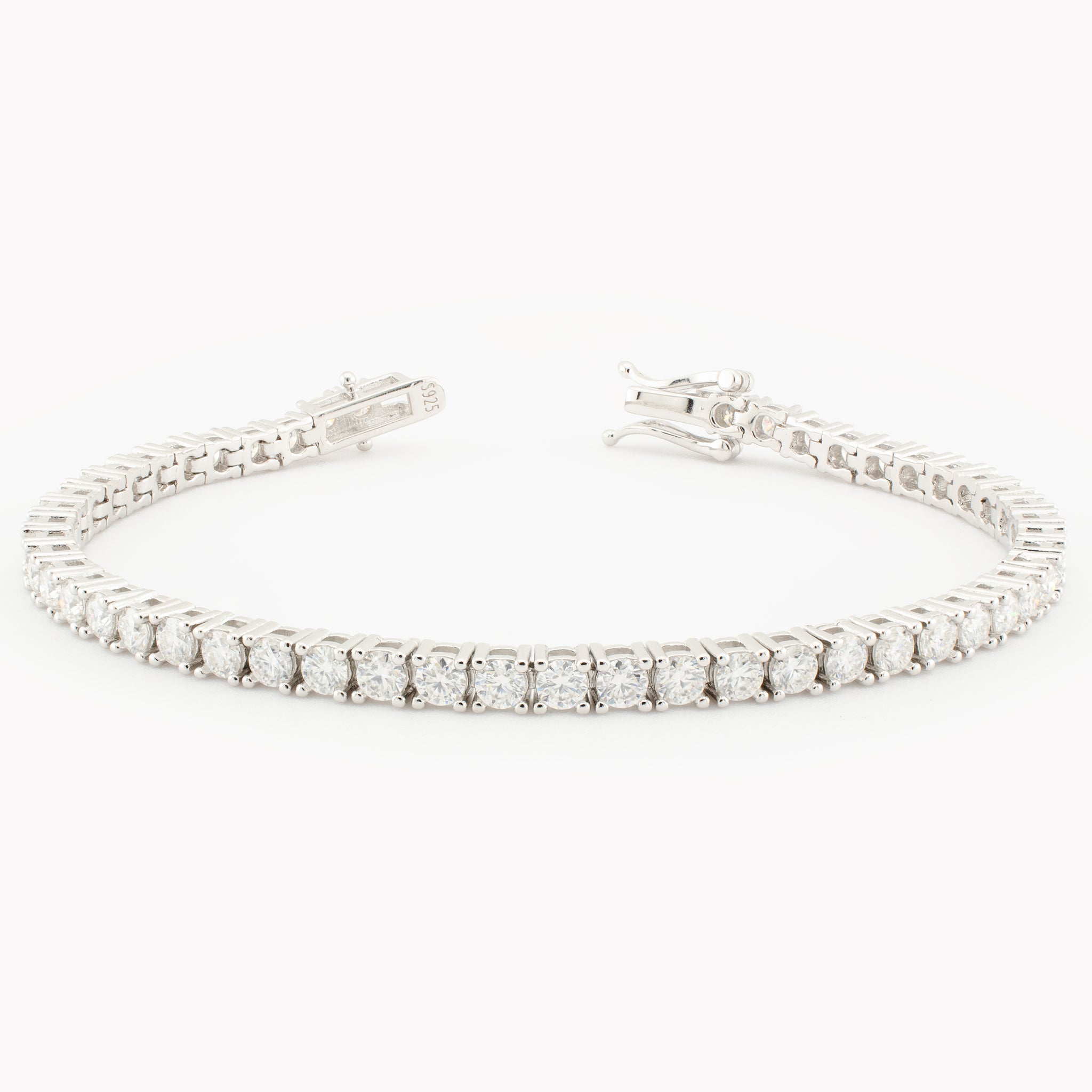 Sterling Silver Moissanite Tennis Bracelet, 3mm