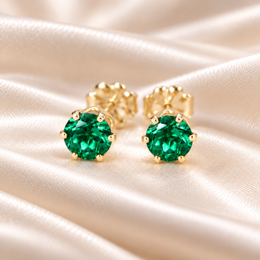 5mm Lab Emerald Stud Earrings