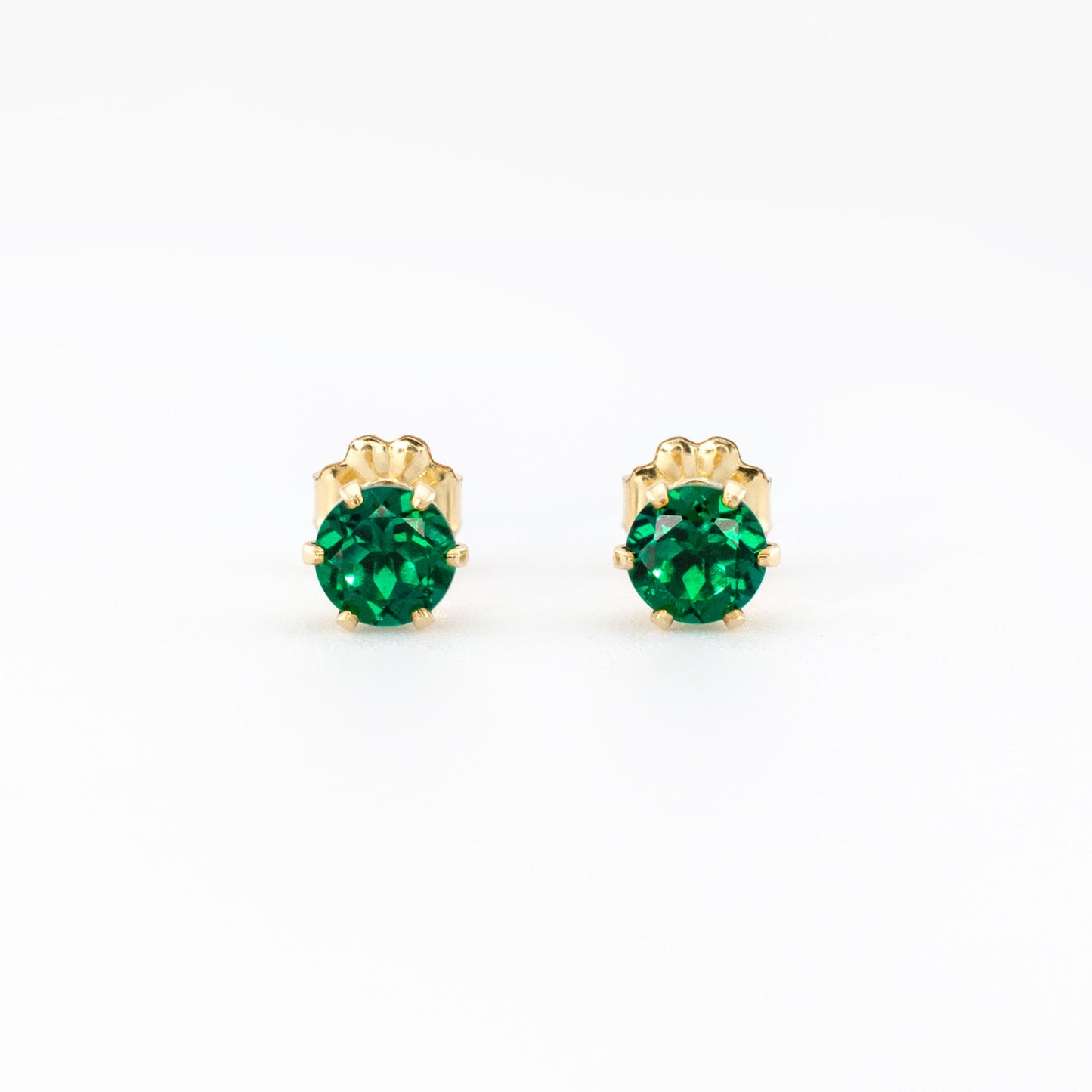 5mm Lab Emerald Stud Earrings • 14k Gold-Filled