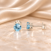 Swiss Blue Topaz Stud Earrings