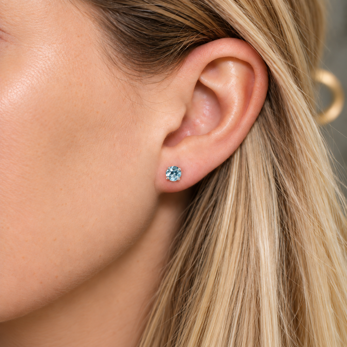 Swiss Blue Topaz Stud Earrings