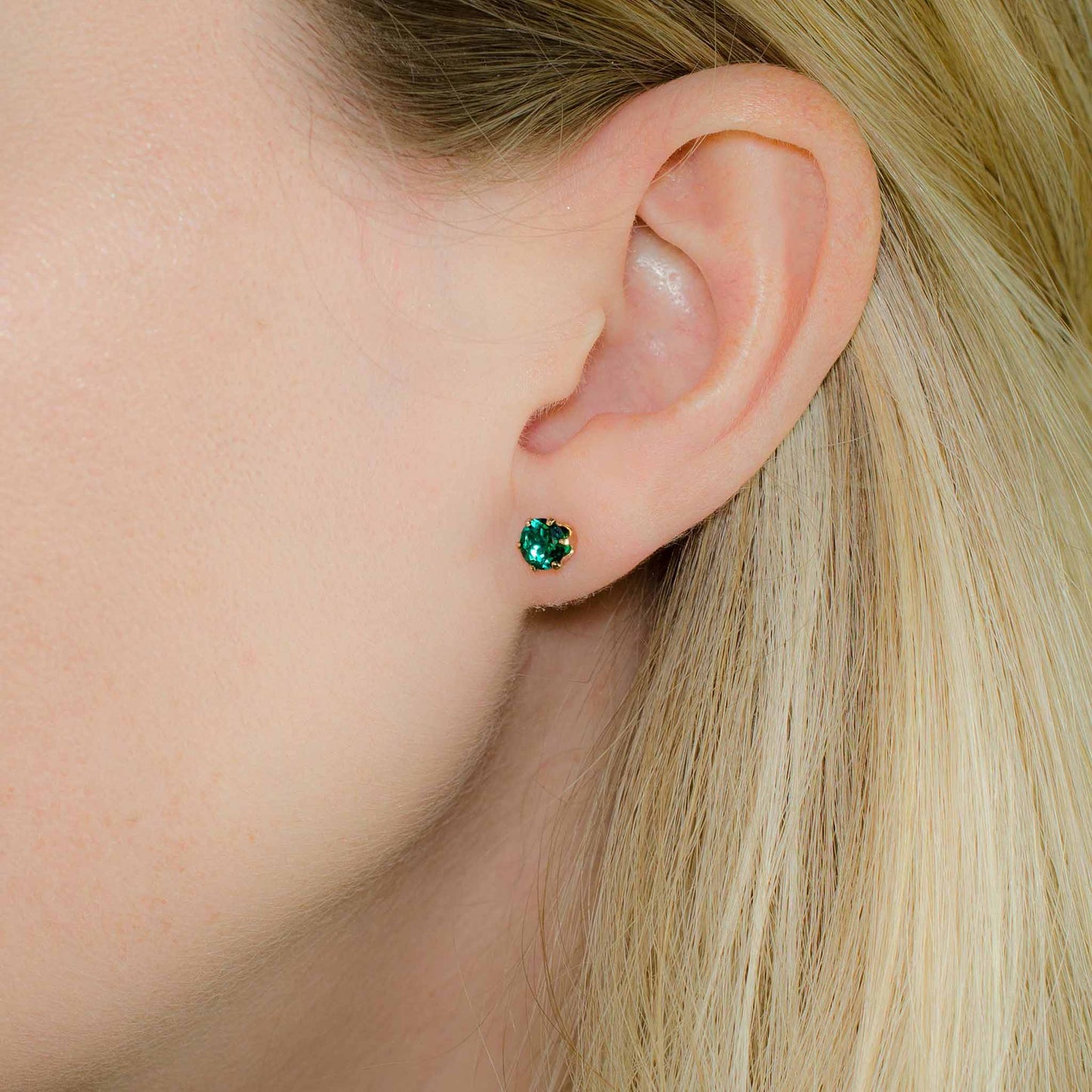 5mm Lab Emerald Stud Earrings • 14k Gold-Filled