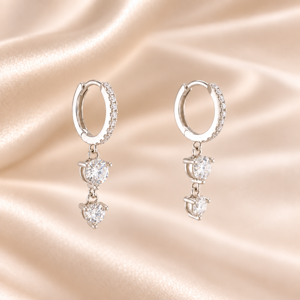 Double Drop Hoop Moissanite Earrings
