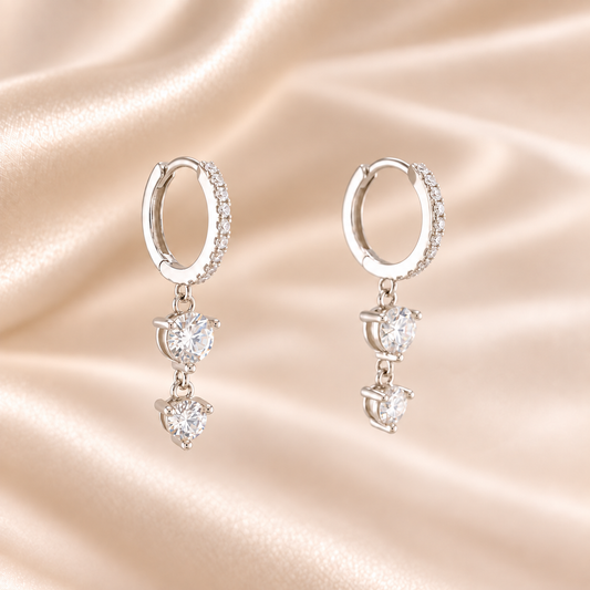 Double Drop Hoop Moissanite Earrings