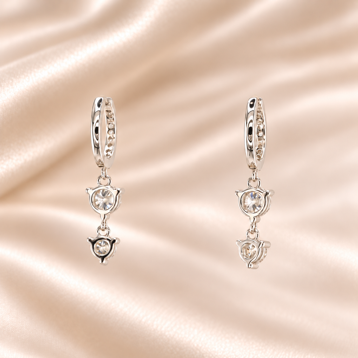 Double Drop Hoop Moissanite Earrings