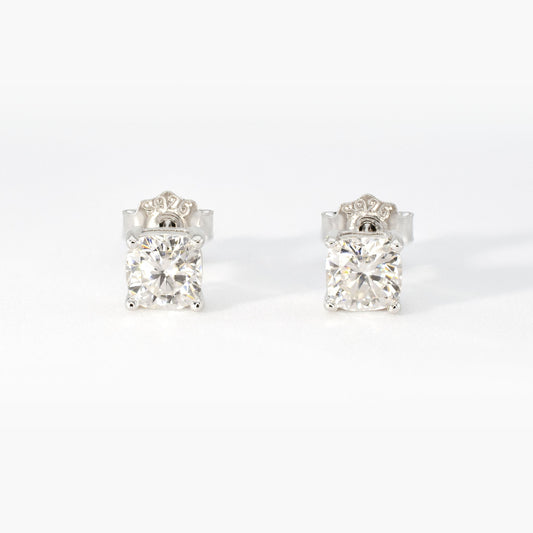 Cushion Moissanite Stud Earrings • 0.5ct Each (1 ctw) • 925 Sterling Silver
