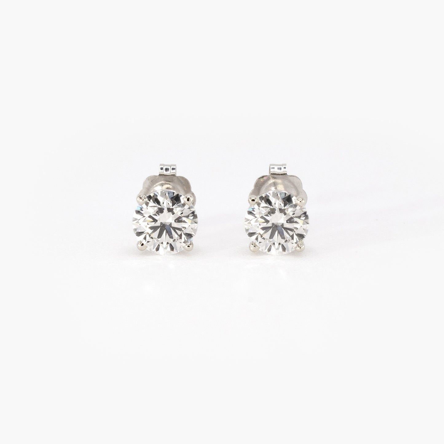 1ctw IGI Lab Diamond Stud Earrings (0.5ct Each) • 14k White Gold