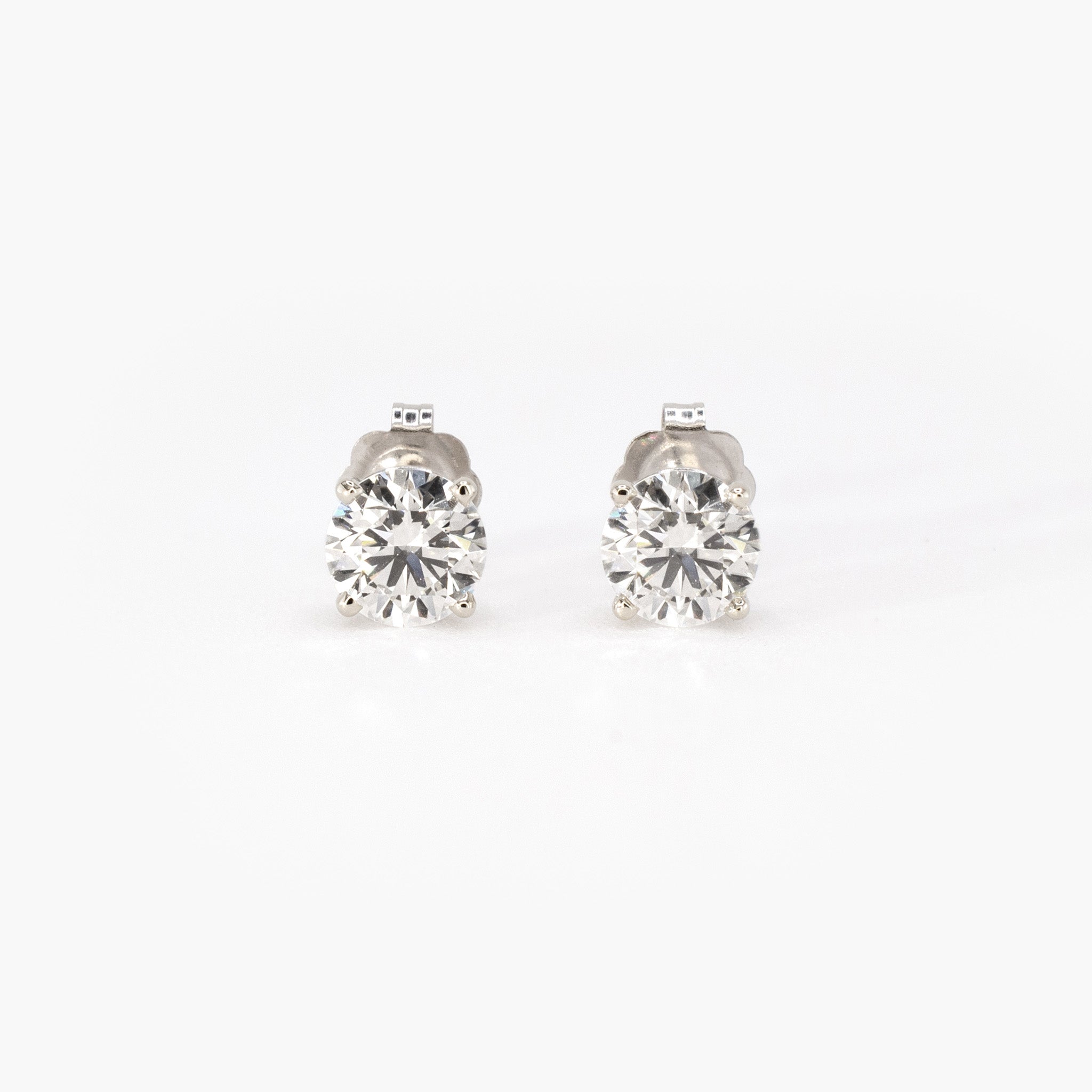 1ctw IGI Lab Diamond Stud Earrings (0.5ct Each) • 14k White Gold