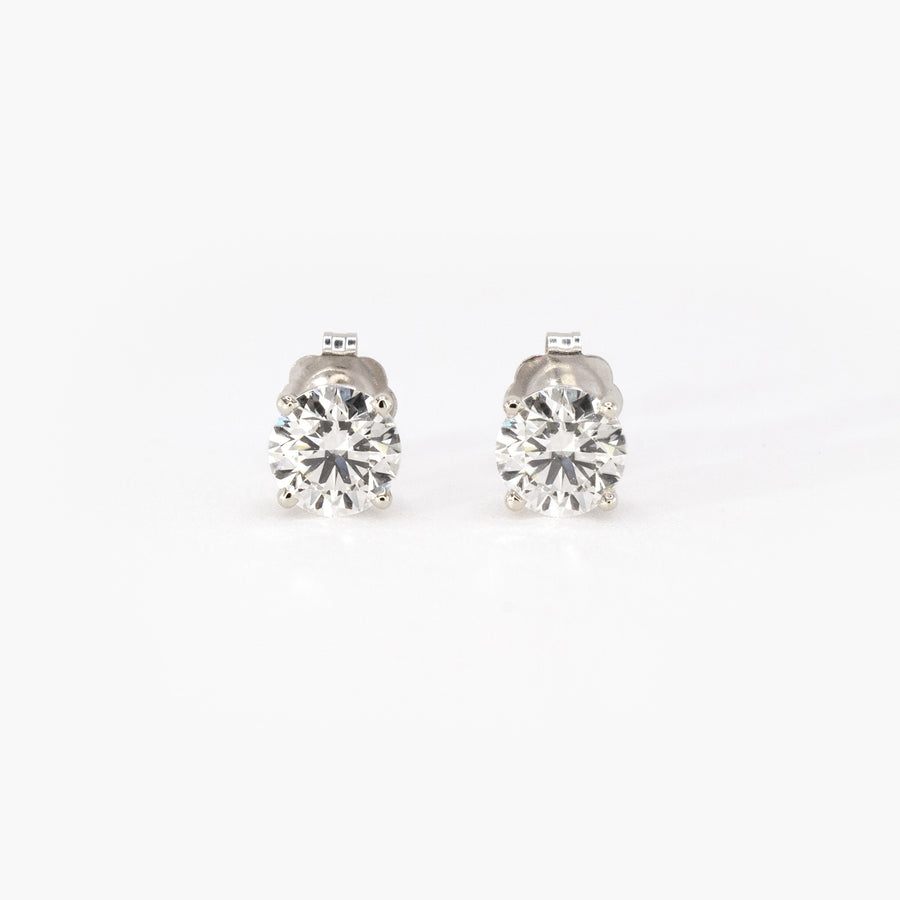 1ctw IGI Lab Diamond Stud Earrings (0.5ct Each) • 14k White Gold
