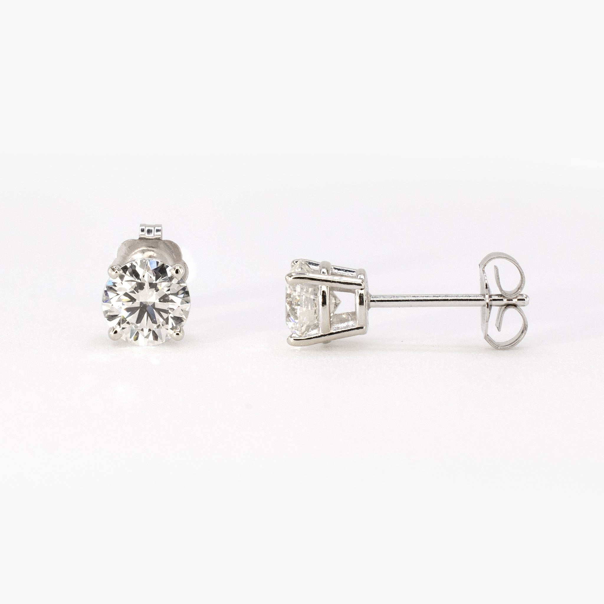 1ctw IGI Lab Diamond Stud Earrings (0.5ct Each) • 14k White Gold