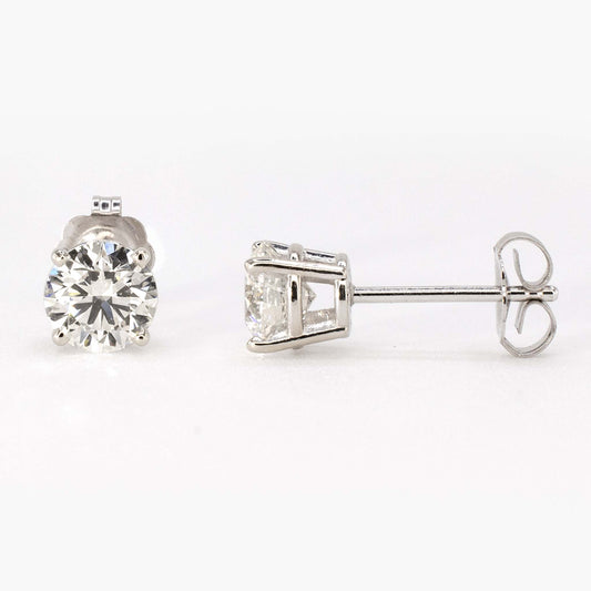 1ctw IGI Lab Diamond Stud Earrings (0.5ct Each) • 14k White Gold