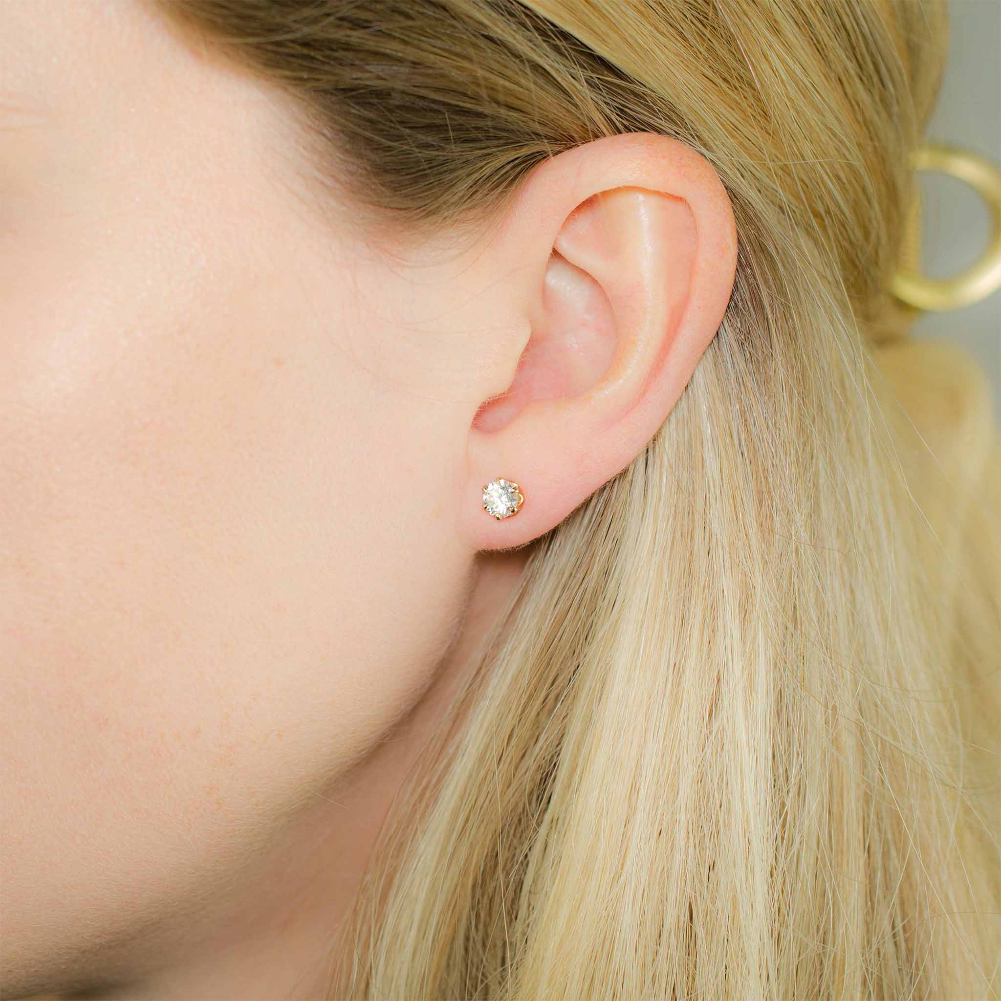 1.00 CTW (0.50ct Each) Round Moissanite Stud Earrings • 14K Gold-Filled