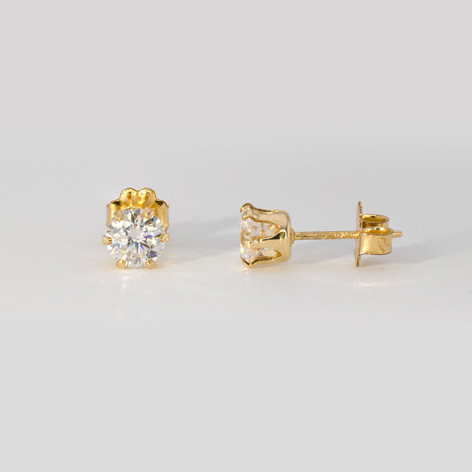 1.00 CTW (0.50ct Each) Round Moissanite Stud Earrings • 14K Gold-Filled