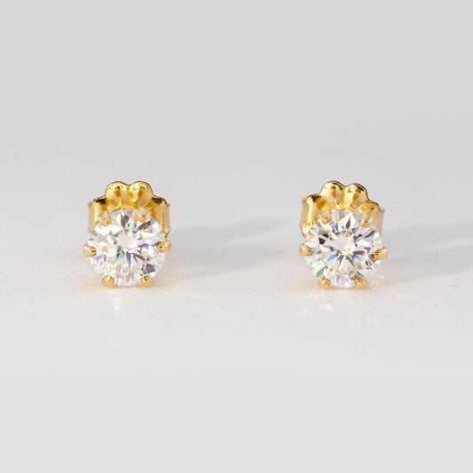 1.00 CTW (0.50ct Each) Round Moissanite Stud Earrings • 14K Gold-Filled
