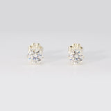 1.00 CTW (0.50ct Each) Round Moissanite Stud Earrings • Solid 925 Sterling Silver