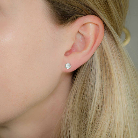 1.00 CTW (0.50ct Each) Round Moissanite Stud Earrings • Solid 925 Sterling Silver