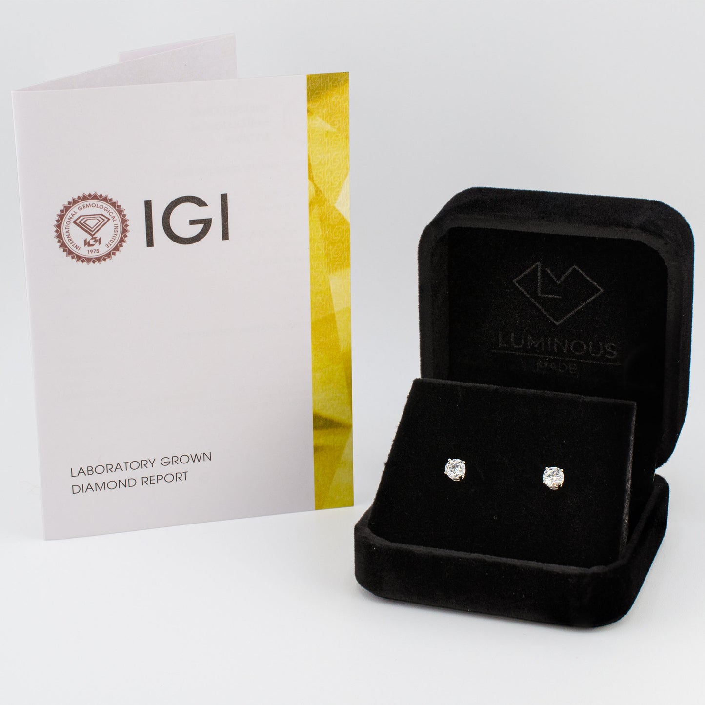 1ctw IGI Lab Diamond Stud Earrings (0.5ct Each) • 14k White Gold