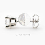 1ctw IGI Lab Diamond Stud Earrings (0.5ct Each) • 14k White Gold