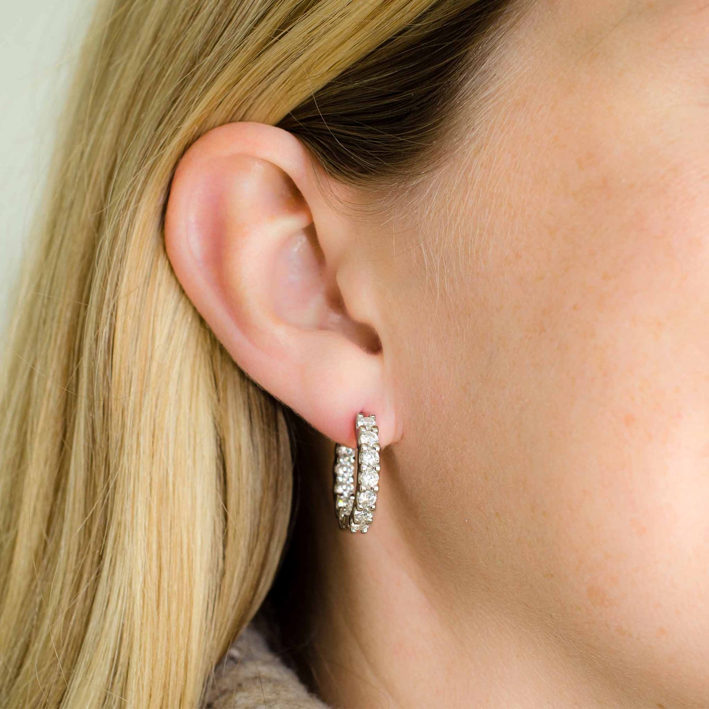 Inside–Outside Moissanite Hoop Earrings (2.6 CTW) • Sterling Silver