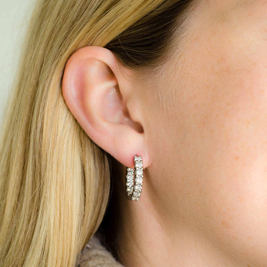 Inside–Outside Moissanite Hoop Earrings (2.6 CTW) • Sterling Silver