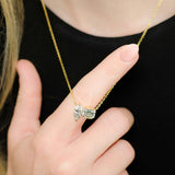 Gold-Plated Sterling Silver Moissanite Pendant Necklace – Marquise & Emerald Cut