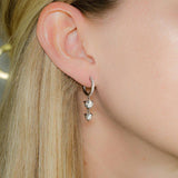 Sterling Silver Moissanite Double Drop Hoop Earrings