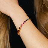 Rainbow Lab Sapphire Tennis Bracelet in Gold-Plated Sterling Silver