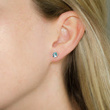 5mm Swiss Blue Topaz Stud Earrings • 925 Sterling Silver