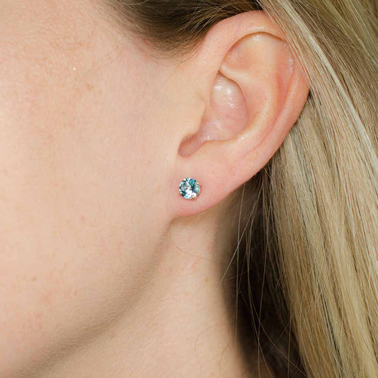 5mm Swiss Blue Topaz Stud Earrings • 925 Sterling Silver