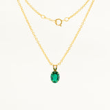 8x6mm Lab-Created Emerald Pendant in 10k Solid Gold with 14k Gold-Filled Chain