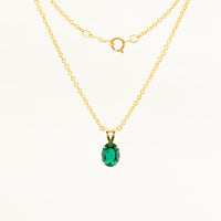 8x6mm Lab-Created Emerald Pendant in 10k Solid Gold with 14k Gold-Filled Chain