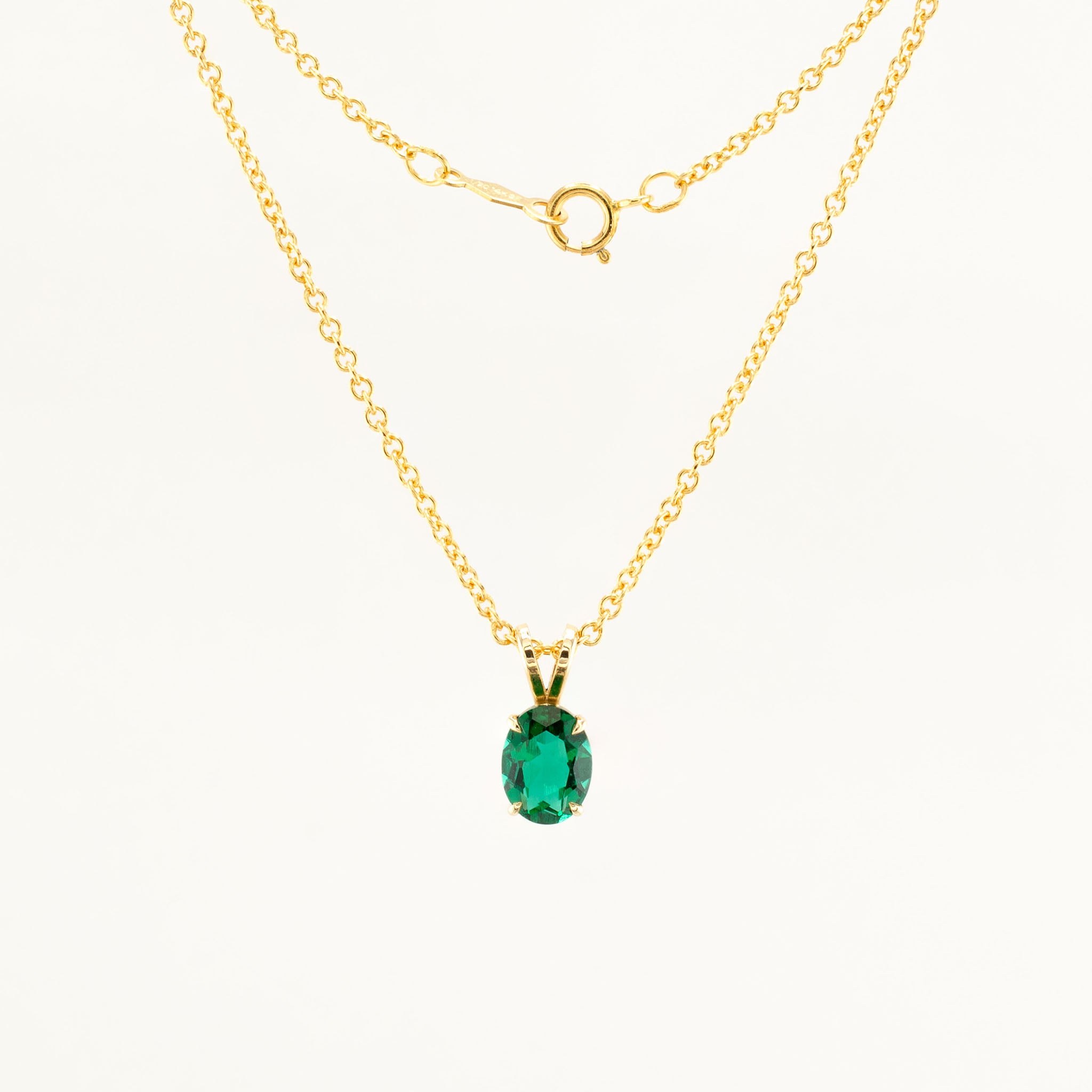 8x6mm Lab-Created Emerald Pendant in 10k Solid Gold with 14k Gold-Filled Chain