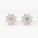 2ctw Flower Moissanite Stud Earrings • 925 Sterling Silver