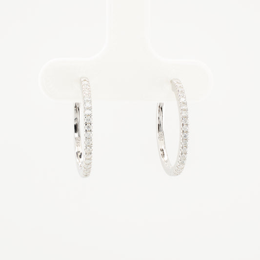 Sterling Silver Moissanite Pavé Hoop Earrings