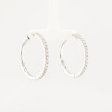 Half Pavé Moissanite Hoop Earrings • Sterling Silver