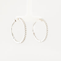 Half Pavé Moissanite Hoop Earrings • Sterling Silver