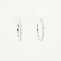 Half Pavé Moissanite Hoop Earrings • Sterling Silver