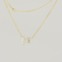Gold-Plated Sterling Silver Moissanite Pendant Necklace – Marquise & Emerald Cut
