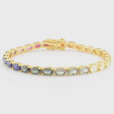 Rainbow Lab Sapphire Tennis Bracelet in Gold-Plated Sterling Silver
