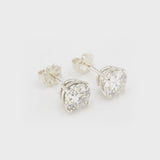 2.00 CTW (1.00ct Each) Round Moissanite Stud Earrings • 925 Sterling Silver