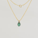 8x6mm Lab-Created Emerald Pendant in 10k Solid Gold with 14k Gold-Filled Chain