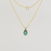 8x6mm Lab-Created Emerald Pendant in 10k Solid Gold with 14k Gold-Filled Chain