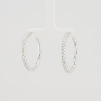 Half Pavé Moissanite Hoop Earrings • Sterling Silver
