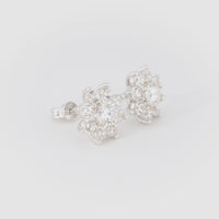 2 CTW Flower Moissanite Stud Earrings
