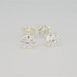 1.00 CTW (0.50ct Each) Round Moissanite Stud Earrings • Solid 925 Sterling Silver