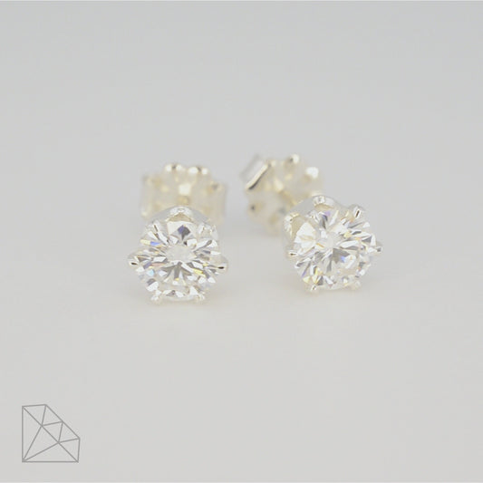 1.00 Carat (0.50 Each) Moissanite Stud Earrings • Solid 925 Sterling Silver