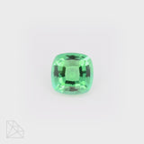 7x7mm cushion-cut hydrothermal lab-grown Colombian emerald, 1.31 carats, AAA grade, VVS2 clarity, rich green color, step cut, excellent polish and symmetry