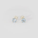 5mm Swiss Blue Topaz Stud Earrings • 925 Sterling Silver